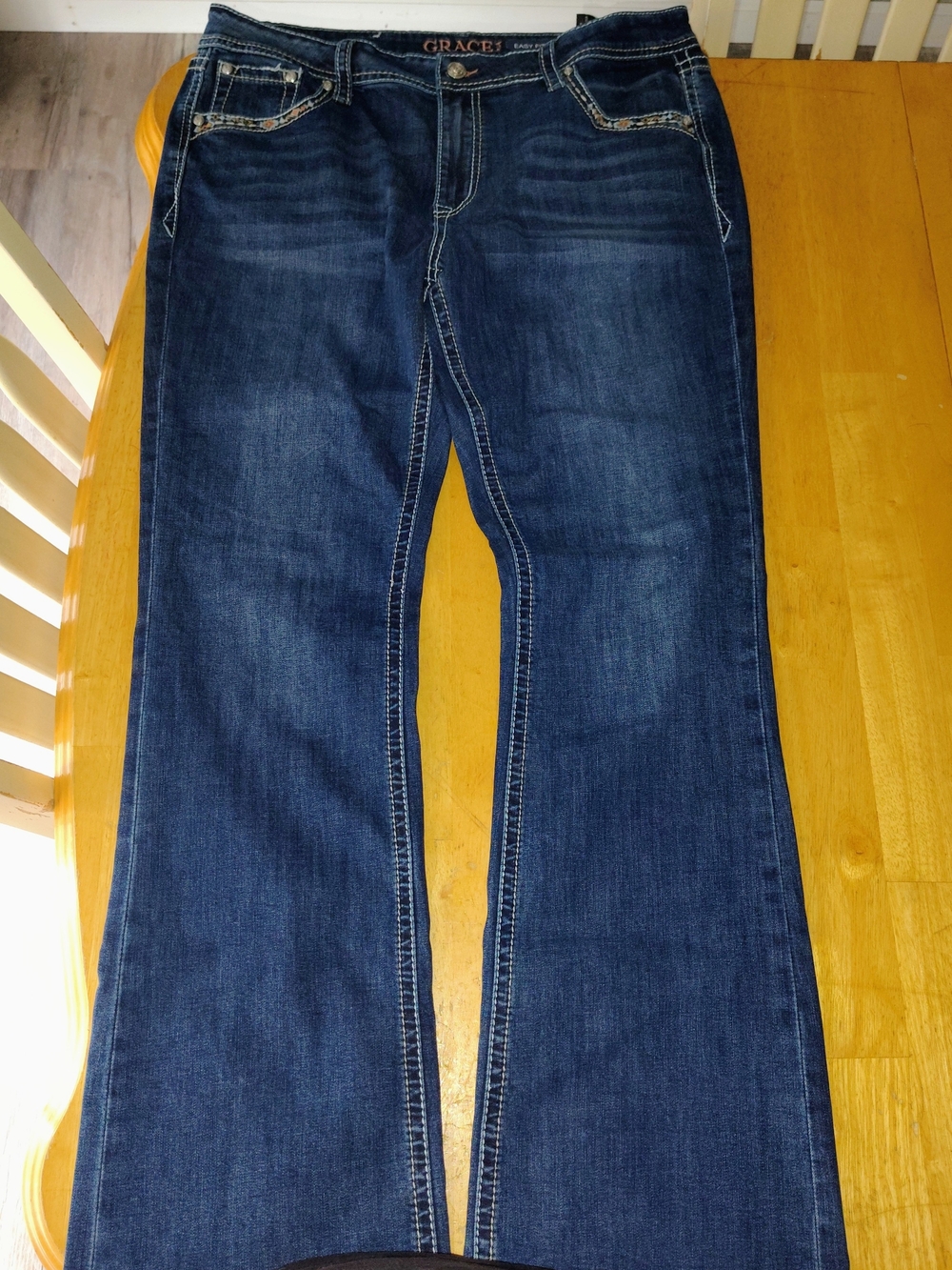 Grace in LA Womens Navy Bootcut Jeans